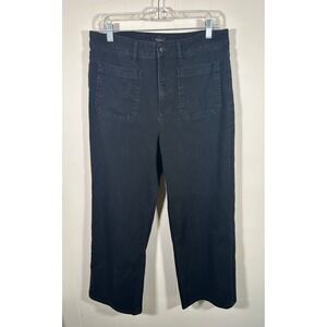 Quince Black Organic Cotton Wide Leg Patch Jeans Size 32 High Rise Cropped